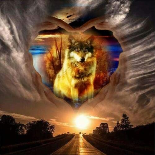 100% Full 5D diy Daimond Painting hand love 3D diamond painting full round rhinestones diamant painting embroidery Animal Wolf