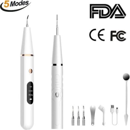 Portable Ultrasonic LED Light Electric Dental Scaler USB Whitening Tooth Calculus Remover Oral Smoke Stains Tartar Cleaner Tools