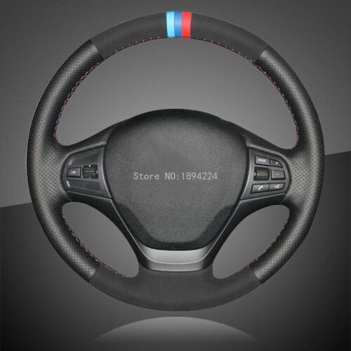 Hand Stitched Black Leather Car Steering Cover for BMW F30 316i 320i 328i