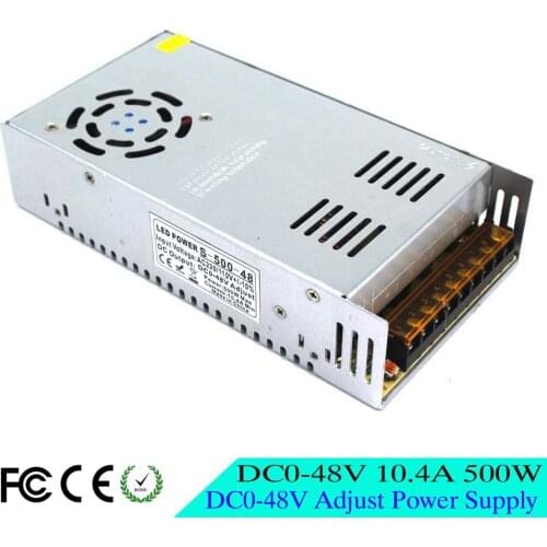 Regulated Adjustable DC Power Supply 0-48V 10.4A 500W Switching Switch driver for LED Strip AC 110V 220V Input to DC48V SMPS