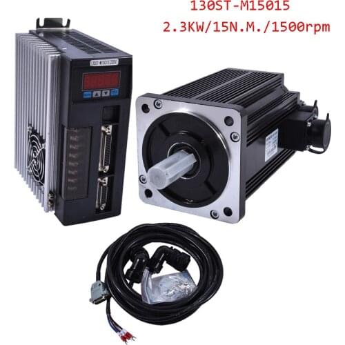 2.3KW AC Servo Motor 15N.M 1500rpm 130ST-M15025 AC Motor+Matched Servo Motor Driver+3M Cable Complete Motor kits High Quality