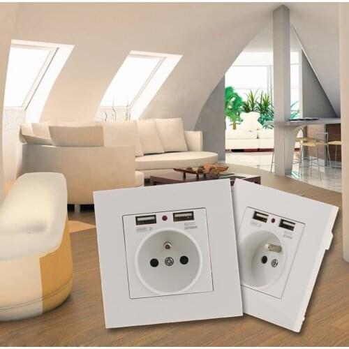 Mixed 86 Wall Socket Outlet Switch Panel with 2.1A USB Port Standard Charger