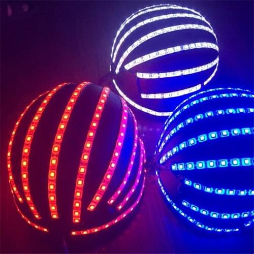 DC73 Ballroom dance led costumes robot men stage show wears helmet colorful RGB light dj bar dress club performance party clothe