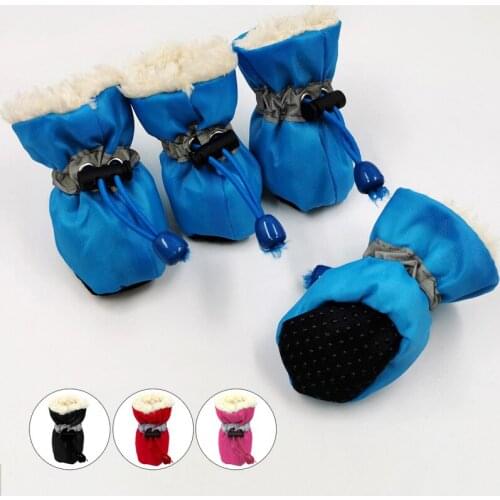4Pcs/set Reflective Pet Dogs Boots Autumn Winter Dog Shoes For Small Medium Puppy Chihuahua Teddy Non-slip Footwear