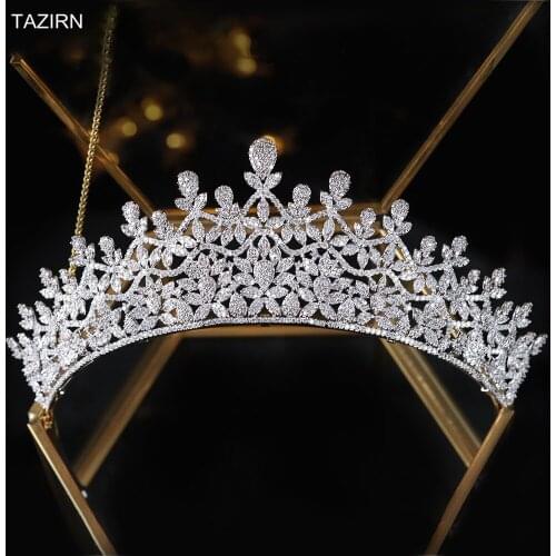 3A Cubic Zirconia Sweet 16 Girls Birthday Party Quinceanera Princess Crowns CZ Wedding Bridal Tiaras Zircon Pageant Headpieces