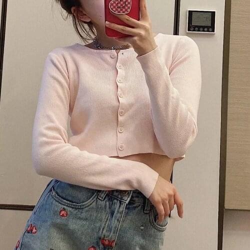 Slim girls short knitted blouse