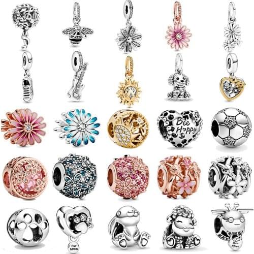 2020 Spring New 925 Sterling Silver Beads Sparkling Daisy Flower Rabbit Charms fit Original European Bracelets Women DIY Jewelry