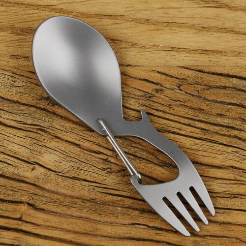 Pure Titanium Multi-functional Fork Spoon with Bottle Opener Outdoor Camping Cutlery Outdoor Cookware Camping Equipment