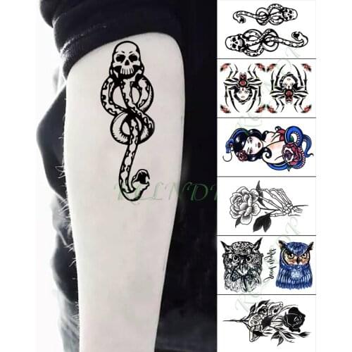 Waterproof Temporary Tattoo Sticker skull snake owl flower small size art tatoo fake tatto flash tattoos for men women