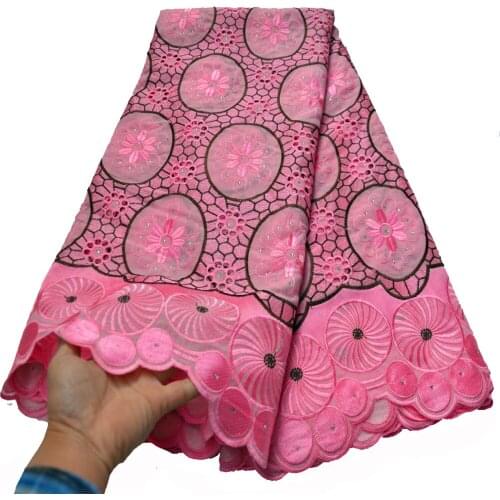 High quality wedding lace handcut African Fabric lace with stones 5 Yards 100% Cotton Swiss Voile Lace CLP-593