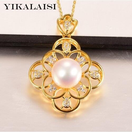 YIKALAISI 925 Sterling Silver Jewelry Pearl Pendants 2020 Fine Natural Oblate Pearl jewelry 11-12mm Pendants For Women wholesale