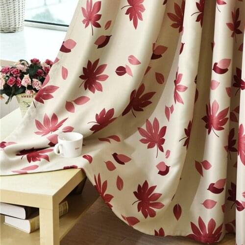 Red Maple Leaves Pastoral Style Print Floral Blackout Modern Simplicity Curtains Drapes Curtains For Living Room Bedroom Kitchen
