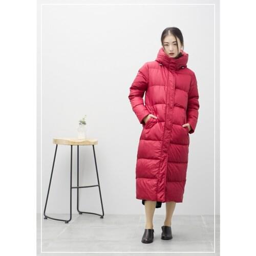 White Womens Duck Down Jacket Fashion Women Long Parka Warm Winter Coat Female Hooded Jackets Abrigo Mujer WXF365 s