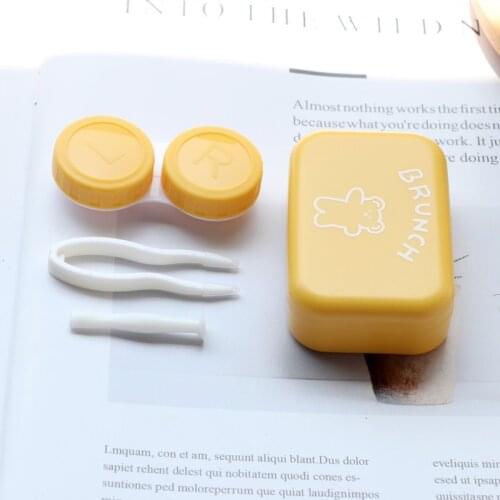 Cute Bear Contact Lenses Case for Women Eyewear Case with Mirror Colored Eyes Contact Lens Container Eye Accessories