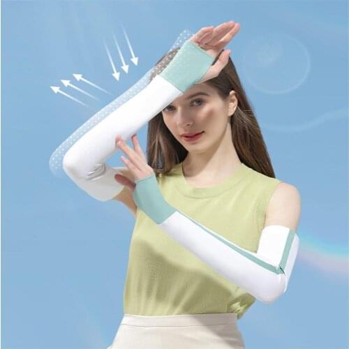 1pair Ice Silk Sunscreen Sleeves Arm Guards Cover Anti-uv Sunshade Sleeves