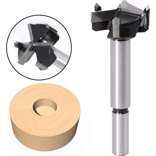 1PC 35mm 3 Teeth Forstner Tips Woodworking Tools Hole Saw Cutter Hinge Boring Drill Bits Round Shank Tungsten Carbide Cutter