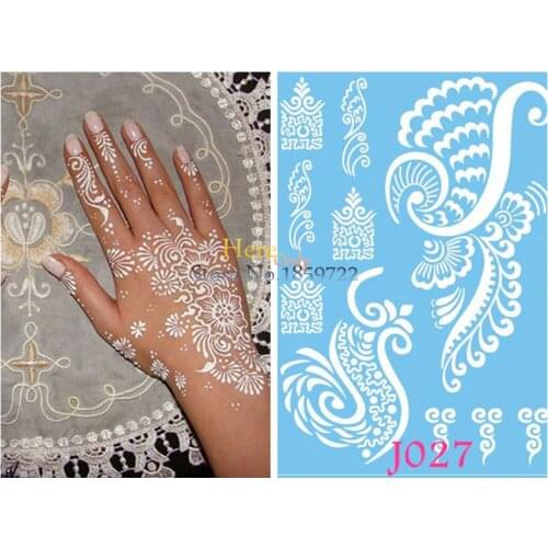 1PC Removal indian henna tattoo stickers J027 fake wings fly phoenix temporary tatoo White Ink Mehndi Henna paste paper