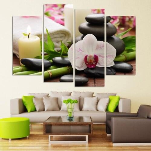 4 panel mural HD hot spring carnation image, home decoration painting lotus decorative painting free shipping