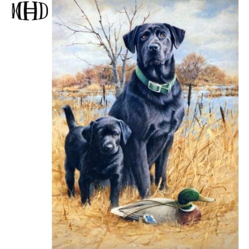 5D DIY Diamond Painting 2 Dog Diamond Cross Stitch Full Round Rhinestone Animal Diamond Embroidery Wall Stickers Needlework