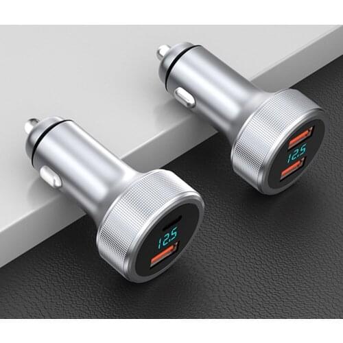 LUPWAY Digital Display Car Charger 36W Fast Charge Dual Interface Charging Head QC3.0 PD3.0 Car Fast Charger for iPhone12 Xiaomi