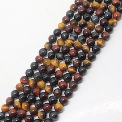 Free shipping!Wholesales 62pcs,6mm Beautiful Multicolor Tigers Eye Round Loose Beads 15"