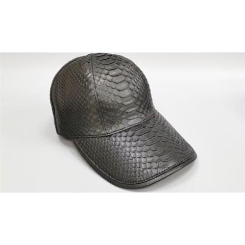 Authentic Exotic Python Leather Unisex Style Men Hip Hop Baseball Cap Genuine Snakeskin Male Casual Snapback Hat Adjustable Hat