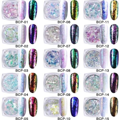 Nail Art Glitter dipping powder Chrome Mirror Glitter Pigment Powder For Nails Decorations Rainbow star chameleon DIY Manicure