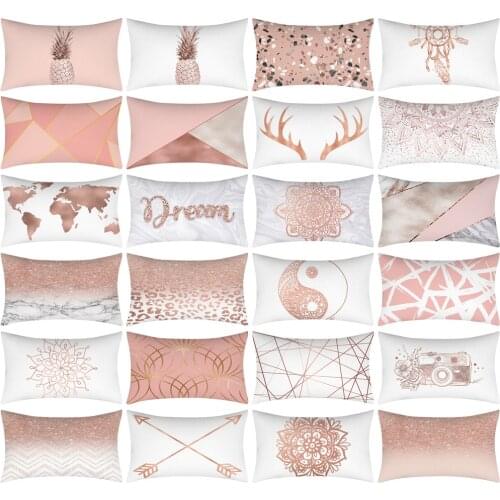 30x50CM Geometric Throw Pillow Case Rose Gold Pink Cushion Cover Home Sofa Decorative Pillows Cotton Polyester Cushion Pillows
