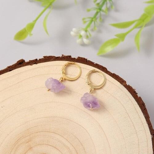 Coeufuedy Natural Irregular Amethyst Drop Earrings For Women Jewelry 2020 Natural Stone Charm Fashion Jewelry NEW