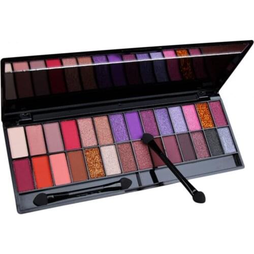 HOT 28 Colors Eyeshadow Palette Cosmetic Matte Eyeshadow Cream Shimmer Makeup Brushes Set Cosmetic Eyeshadow Palette with Brush