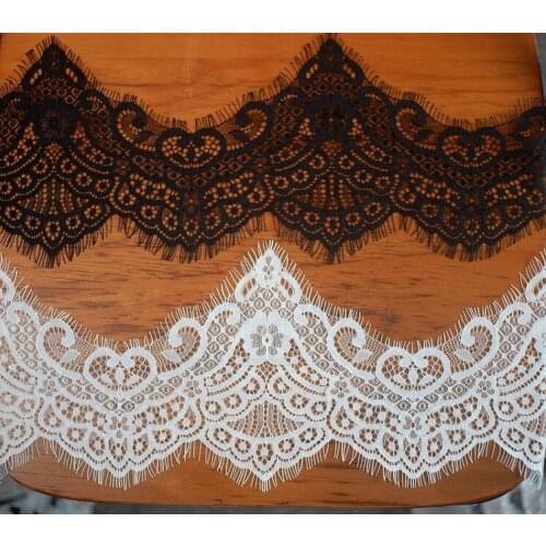 1Meter 17cm Width Eyelash Lace Trimmings White Black Lace Fabric Dress bra Lingerie Clothing Bra Handmade lace Trims DIY Crafts