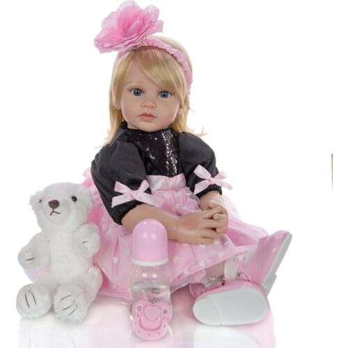 60CM Baby Reborn Doll 24 Inch Adorable girl princess reborn toddler doll silicone vinyl limbs stuffed body kids playmate