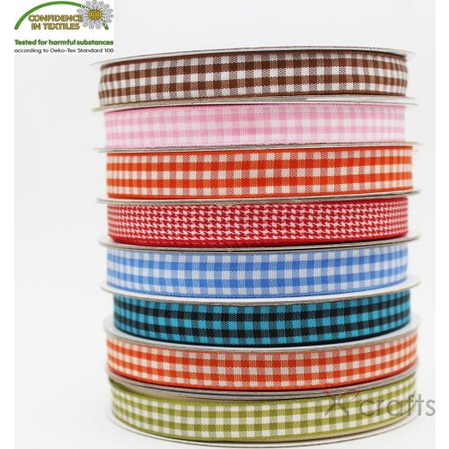 Gingham Ribbon High Quality DIY Handmade 6 9 16 25 38 MM 1/4" 3/8" 5/8" 1" 1-1/2 Inch