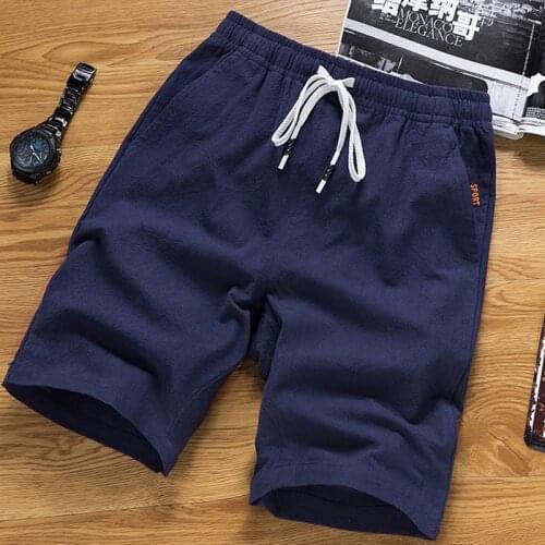 Summer Solid Color Casual Shorts Mens Sports Trend Beach Pants, Thin Cotton and Linen Casual Pants