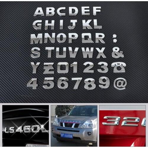 CITALL 40pcs/set DIY Chrome ABS Alphabet letter Number Symbol Emblem Badge Decals sticker For Ford Audi Nissan VW Toyota Honda