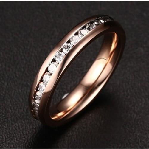 Real Stainless Steel Rings for women Genuine Crystal Rose Gold Vintage Rings New Sale Hot