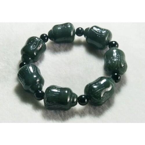 Natural Hetian Jade Chinese cabbage beads Domineering Jade Bracelet Jewelry Lucky Auspicious Amulet Fine Jewelry Jade Bracelet