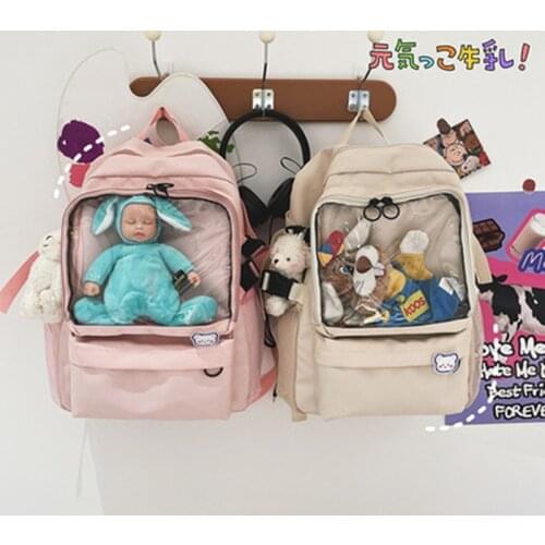 2021 new Japanese anime surrounding cute cartoon creative diy soft girl student transparent pain bag backpack