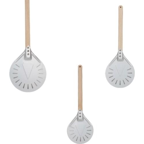 Perforated Pizza Peel Turning Homemade Pizza Peel Wooden HandleHigh Quality for Homemade Pizza Oven Accessories KItchen