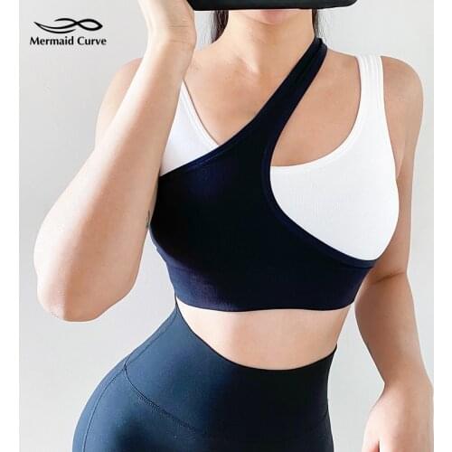 Fake Two Pieces Color Matching Sports Bra Womens Running Yoga Vest Beauty Back Cross Fitness Gathering Stereotyped Yoga Bra