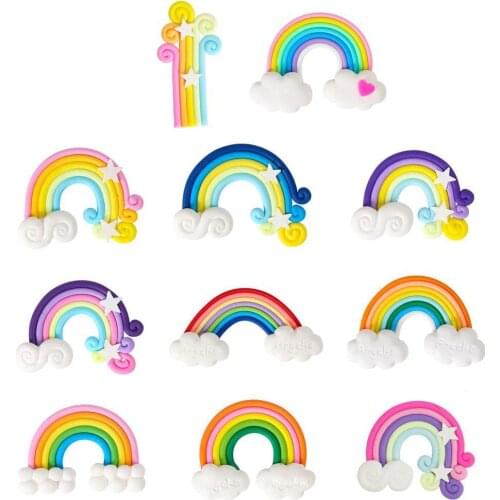 Rainbow Multi Color Cloud Cupcake Topper Girls Unicorn Birthday Party Cake Flags Tag Decor Wedding Dessert Baking Cake Top Decor