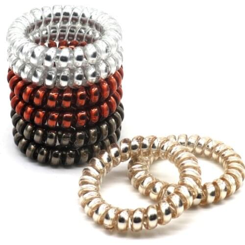 New Telephone Wire Line Hair Ties Elastic Hairband Metal Color Silver Gold Ponytail Holder Rubber Band Women Hair Accessories