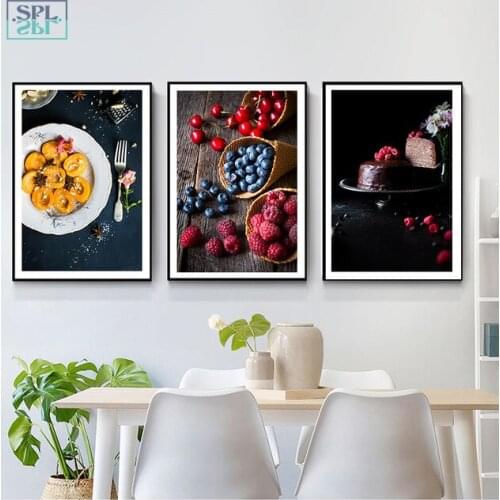 SPLSPL Nordic Style Dessert Fruit Canvas Painting Posters Print Modern Wall Art Pictures For Kitchen Room Decoration No Frame