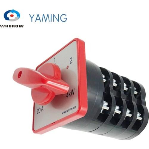 HZ5 Series 3 position switch Rotary switch 20A 4 Pole 4kw Universal changeover cam switch silver contact HZ5-20/4 M08