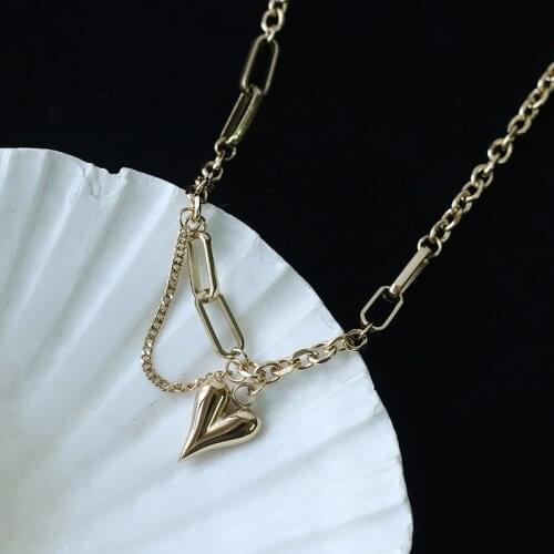 Vintage Irregular Heart Pendant Necklace Fashion Stainless Steel Punk Link-chains For Women Men Wedding Party Charm Jewelry