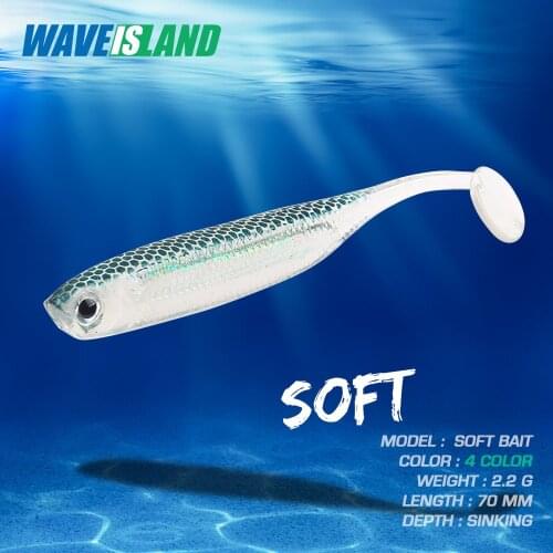 WAVEISLAND 5pcs soft lure worm soft plastic lures fishing lure 7cm 2.2g Bait isca artificial fake fish saltwater lures Soft Bait