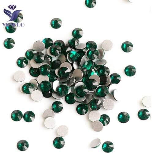 YANRUO SS30-SS34 288pcs Emerald Nails Art Rhinestones Non Hot-Fix Dress Strass Crystal Glass Stones
