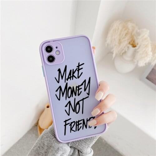 Funny Make Money Not Friends Black Girl Phone Case For iPhone 12 11 Pro XS MAX X 7 XR SE20 8 6Plus Clear Hard Cover Matte Fundas