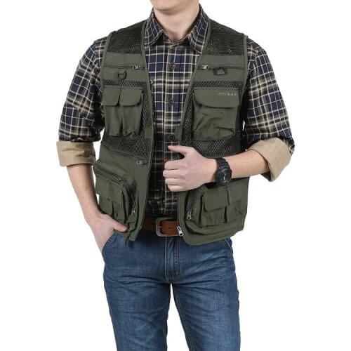 Vest Summer Men Reporter Vest Multi-pockets Sleeveless Khaki Photographer Male Jackets Camouflage Casual Waistcoat