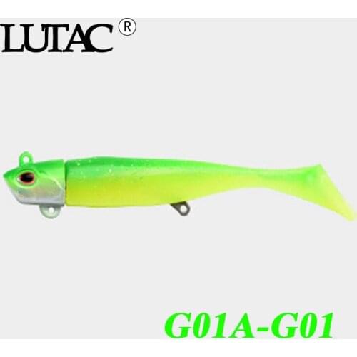 1Piece 106mm 35g LUTAC lead head soft bait 5 color available outdoor artificial lure Split fish shape